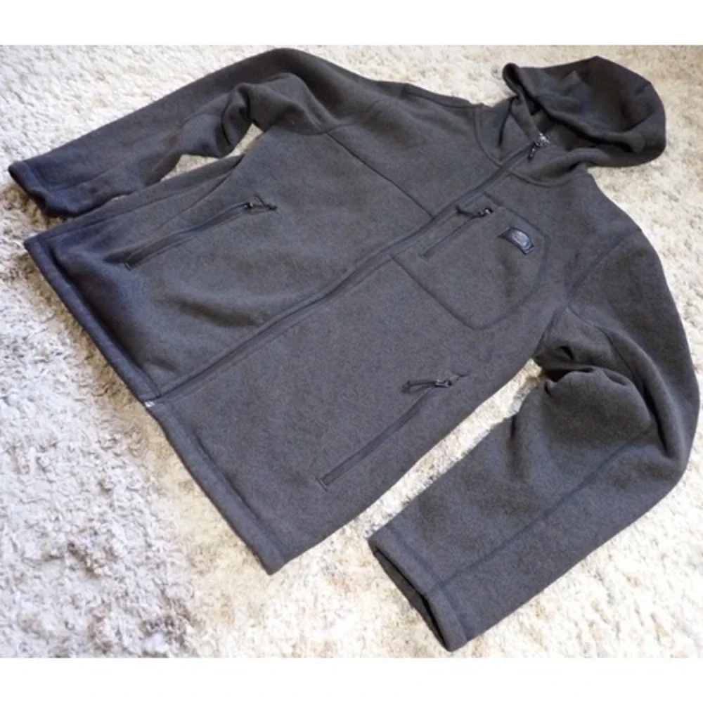 The North Face Fleece‎ Hoodie Mens Large Gray Excellent Full Zip Sherpa Lined